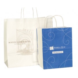 100% Recyclable Custom White Paper Shopping Bag (10"x5"x13") Custom Imprinted