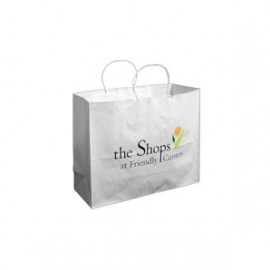 White Kraft Custom Paper Shopping Bag (16"x6"x12") Custom Printed