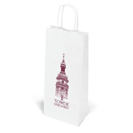 Custom Printed Vino White Shopper Bag (Flexo Ink)  Custom Printed Vino White Shopper Bag (Flexo Ink)