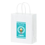 Custom Printed White Kraft Paper Shopper Tote Bag w/ Full Color (8 1/4"x4 3/4"x10 1/4") - Color Evolution