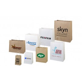 White Kraft Paper Shopping Bags (13"x 7"x 17") Logo Imprinted