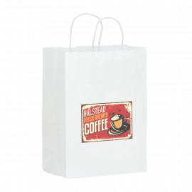 White Kraft Shopper with Full Color Digital Print (10 x 5 x 13) Logo Imprinted