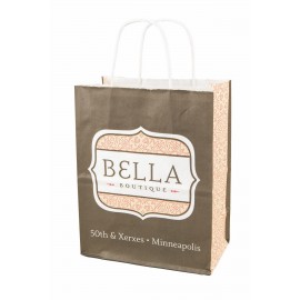 Logo Imprinted White Kraft Paper Shopping Bag (5 1/2"x3 1/4"x13")