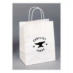 Custom Imprinted White Kraft Paper Shopping Bag (8"x4 3/4"x10 1/4")