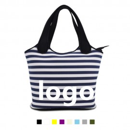 Neoprene Zippered Strip Shopping Tote Logo Imprinted