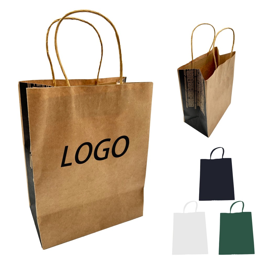Kraft Paper Shopper Tote Bag MOQ 100pcs Custom Printed