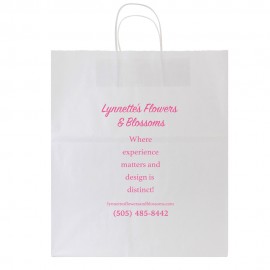 Custom Imprinted White Kraft Shopping Bag (14.5"x9"x16.25")