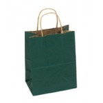 Logo Imprinted 100% Recycled Tinted Tan Kraft Paper Shopping Bag (5 1/2"x3 1/4"x8 3/8") (Hunter Green)