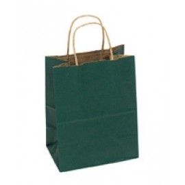 100% Recycled Tinted Tan Kraft Paper Shopping Bag (8"x4 3/4"x10 1/4") (Hunter Green) Custom Printed