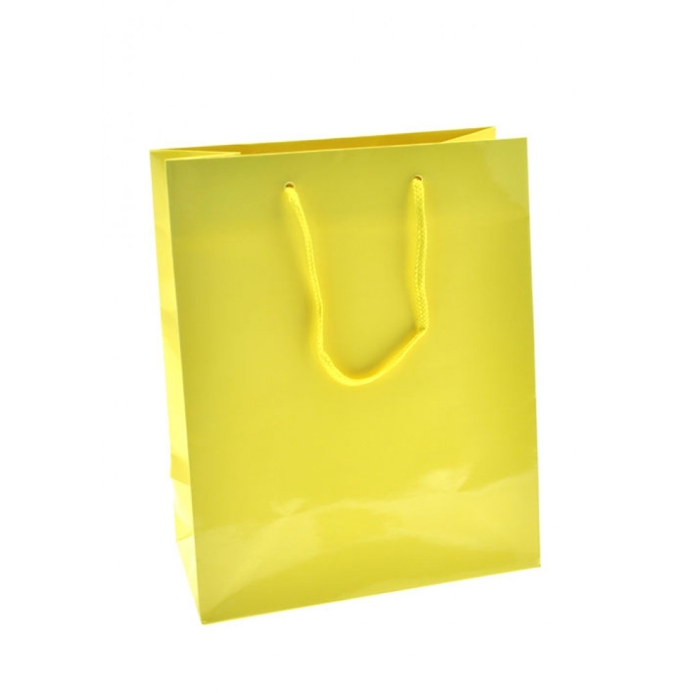 Colored High Gloss Eurotote Bag (8"x4"x10") (Yellow) Custom Imprinted Colored High Gloss Eurotote Bag (8"x4"x10") (Yellow) Custom Imprinted