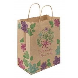 8.5" x 10.25" x 5" Full Color Natural Handle Shopper Paper Bags Logo Imprinted