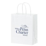 Custom Printed White Kraft Paper Shopper Tote Bag (8 1/4"x4 3/4"x10 1/4")