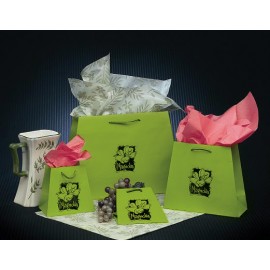Inverted Trapezoid Matte Pistachio Paper Euro Tote (4.5/6.25"x4"x6") Logo Imprinted  Inverted Trapezoid Matte Pistachio Paper Euro Tote (4.5/6.25"x4"x6") Logo Imprinted