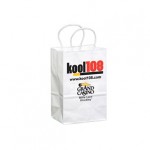 Logo Imprinted White Kraft Custom Paper Shopping Bags (5.25"x3.5"x8")