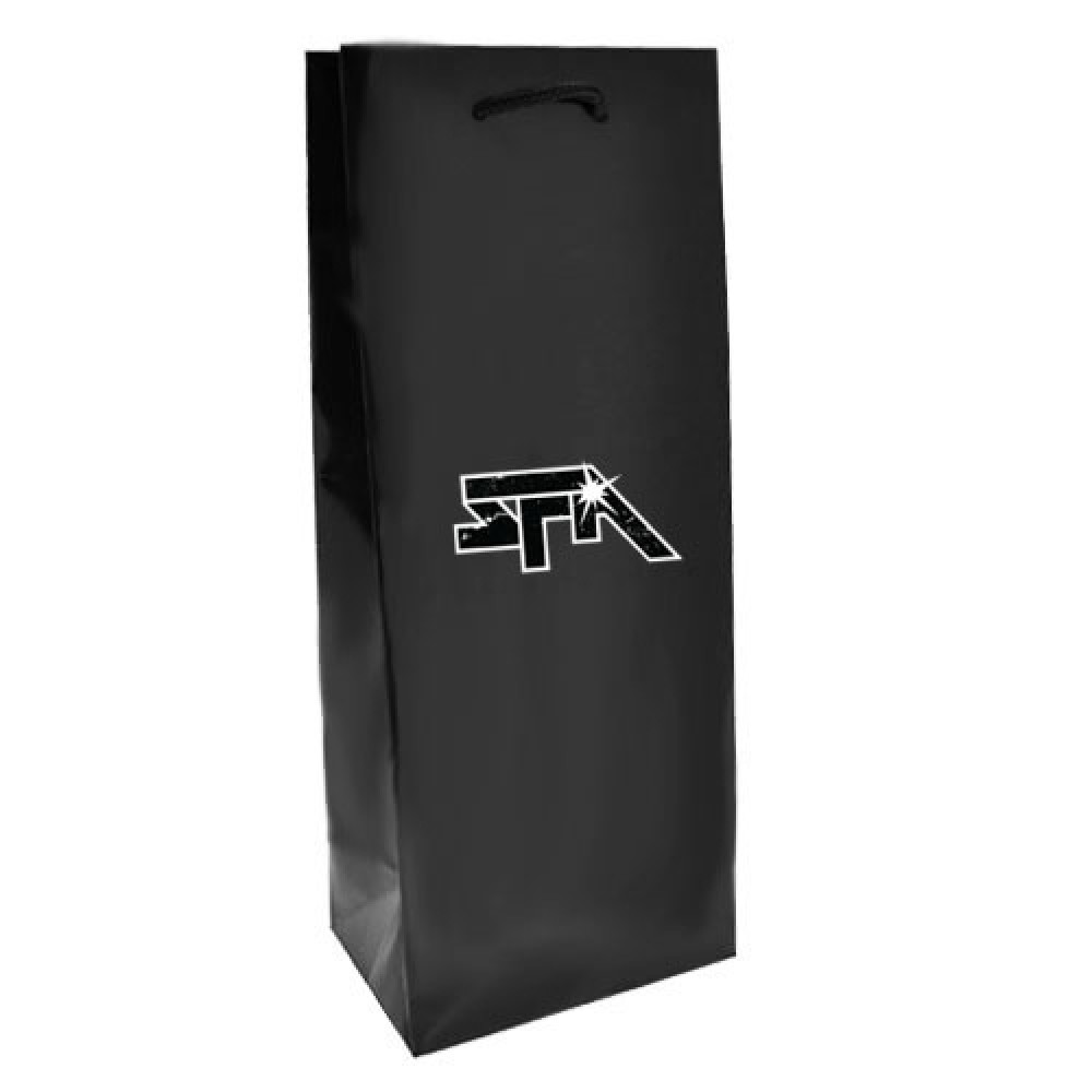 Logo Imprinted Ink Imprinted Matte Eurotote Wine Bottle Bag (5"x3 1/2"x13") (Black) Logo Imprinted Ink Imprinted Matte Eurotote Wine Bottle Bag (5"x3 1/2"x13") (Black)