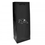 Logo Imprinted Ink Imprinted Matte Eurotote Wine Bottle Bag (5"x3 1/2"x13") (Black)