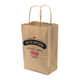 Logo Imprinted 5.5" X 8.375" x 3.25" Full Color Kraft Paper Bag Shoppers  Logo Imprinted 5.5" X 8.375" x 3.25" Full Color Kraft Paper Bag Shoppers