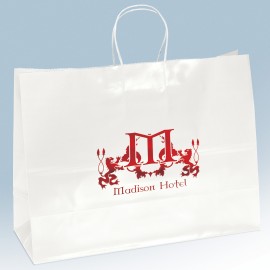 Logo Imprinted Aubrie Gloss Shopper Bag (White)