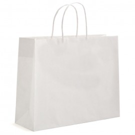 Logo Imprinted ECO White Kraft Eurostyle Shopping Bag (13"x4"x10")  Logo Imprinted ECO White Kraft Eurostyle Shopping Bag (13"x4"x10")