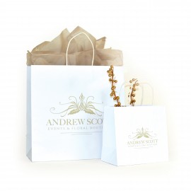 Logo Imprinted White Turn Top Paper Shopper  Logo Imprinted White Turn Top Paper Shopper