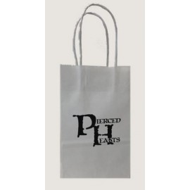 Custom Imprinted White Kraft Paper Shopping Bag (5.25"x3.5"x8.875")  Custom Imprinted White Kraft Paper Shopping Bag (5.25"x3.5"x8.875")