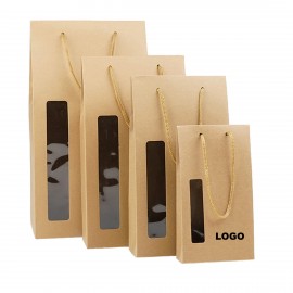 Custom Imprinted Paper Bag Kraft Paper Food Package Bag With Clear Window