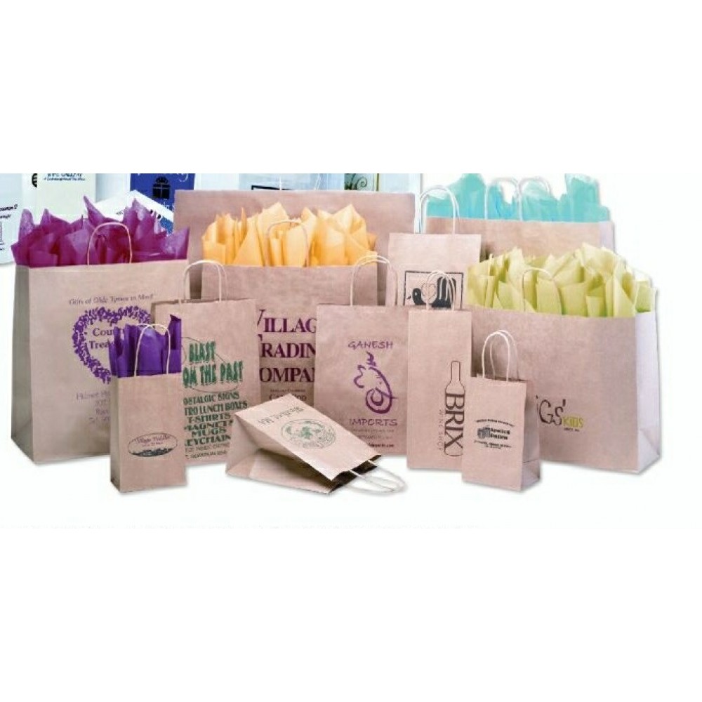 Custom Imprinted Short Run White Kraft Paper Shopping Bag (24"x7 1/4"x18 3/4")