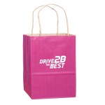 Custom Printed Matte Color Paper Shopper Tote Bag (8"x4 3/4"x10 1/2") Flexo Ink