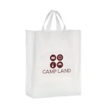 Clear Frosted Soft Loop Plastic Shopper Bag w/Insert (13"x5"x16") Logo Imprinted