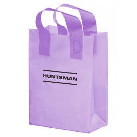 Frosted Soft Loop Plastic Shopper Bag w/Insert (10"x5"x13") Custom Imprinted  Frosted Soft Loop Plastic Shopper Bag w/Insert (10"x5"x13") Custom Imprinted