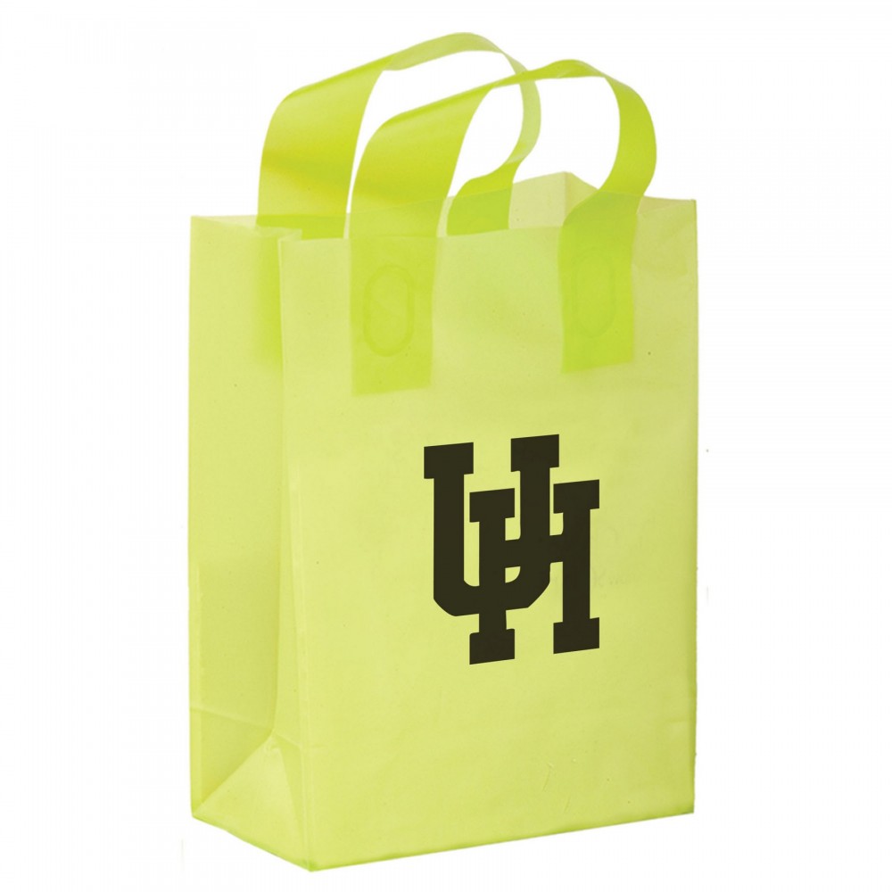 Color Frosted Soft Loop Plastic Shopper Bag w/Insert (8"x4"x11") Logo Imprinted