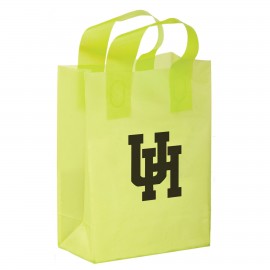 Color Frosted Soft Loop Plastic Shopper Bag w/Insert (8"x4"x11") Logo Imprinted