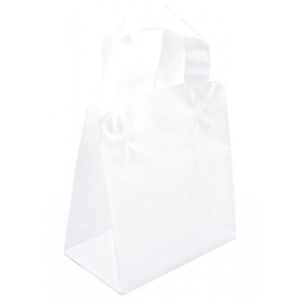 Frosty Clear Shopping Bag w/ Soft Loop Handles (8"x5"x10") Custom Imprinted