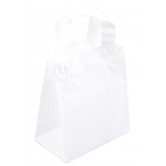 Frosty Clear Shopping Bag w/ Soft Loop Handles (8"x5"x10") Logo Imprinted