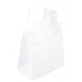 Frosty Clear Shopping Bag w/ Soft Loop Handles (8"x5"x10") Custom Imprinted