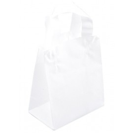 Frosty Clear Shopping Bag w/ Soft Loop Handles (8"x5"x10") Logo Imprinted