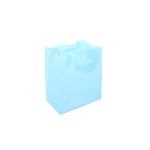 Frosty Tinted Poly Shopping Bag (8"x5"x10") (Sky Blue) Logo Imprinted