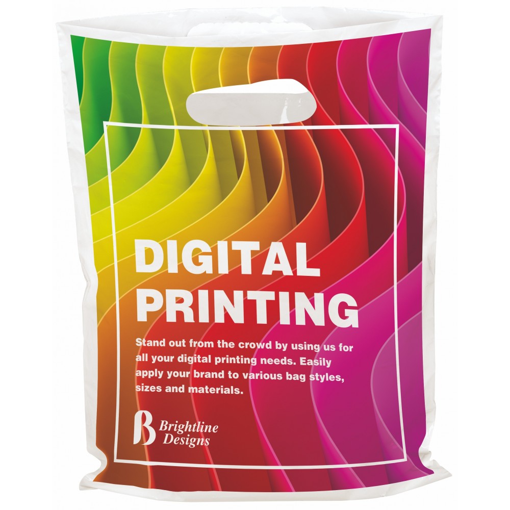 Digital Full Color Die Cut Plastic Bag (7.5"x9") Logo Imprinted Digital Full Color Die Cut Plastic Bag (7.5"x9") Logo Imprinted