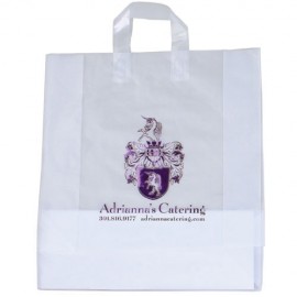 Frosty Clear Shopping Bag w/ Soft Loop Handles (16"x6"x18) Logo Imprinted