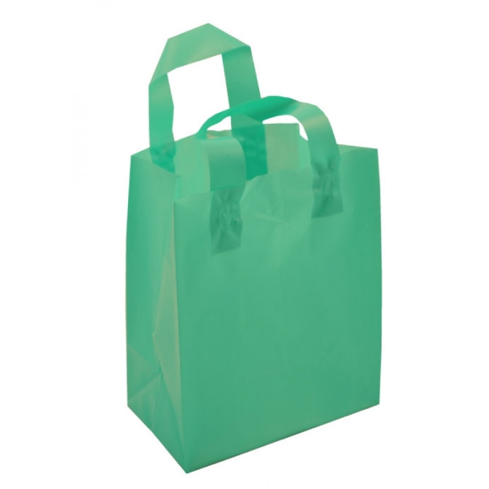 Custom Printed Large Frosty Tinted Poly Shopping Bag (16"x6"x12") (Aqua Blue)