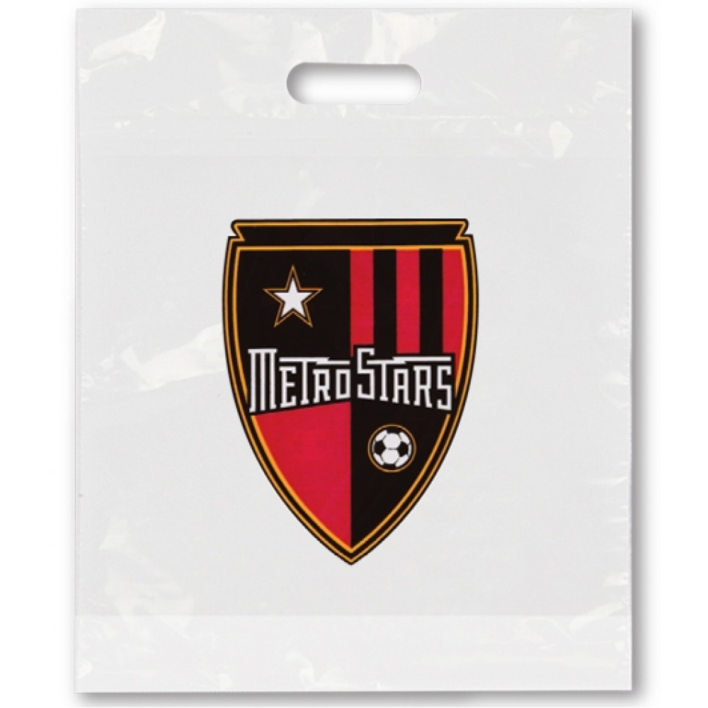 Custom Printed 1.75 Mil Fold Over Die Cut Handle Bag (12"x15"x4")