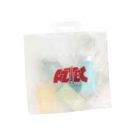 Custom Printed Clear Frosted Soft Bridge Handle Plastic Bag (16"x12"x6")
