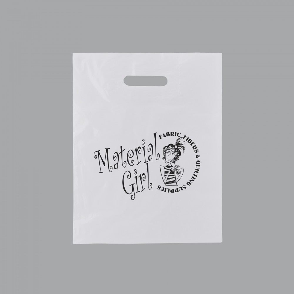 2.5 Mil Low Density White Film Bag w/ Patch Handle (12"x15"x3") Custom Imprinted