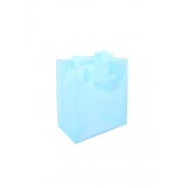 Frosty Tinted Poly Shopping Bag (16"x6"x18") (Sky Blue) Custom Imprinted