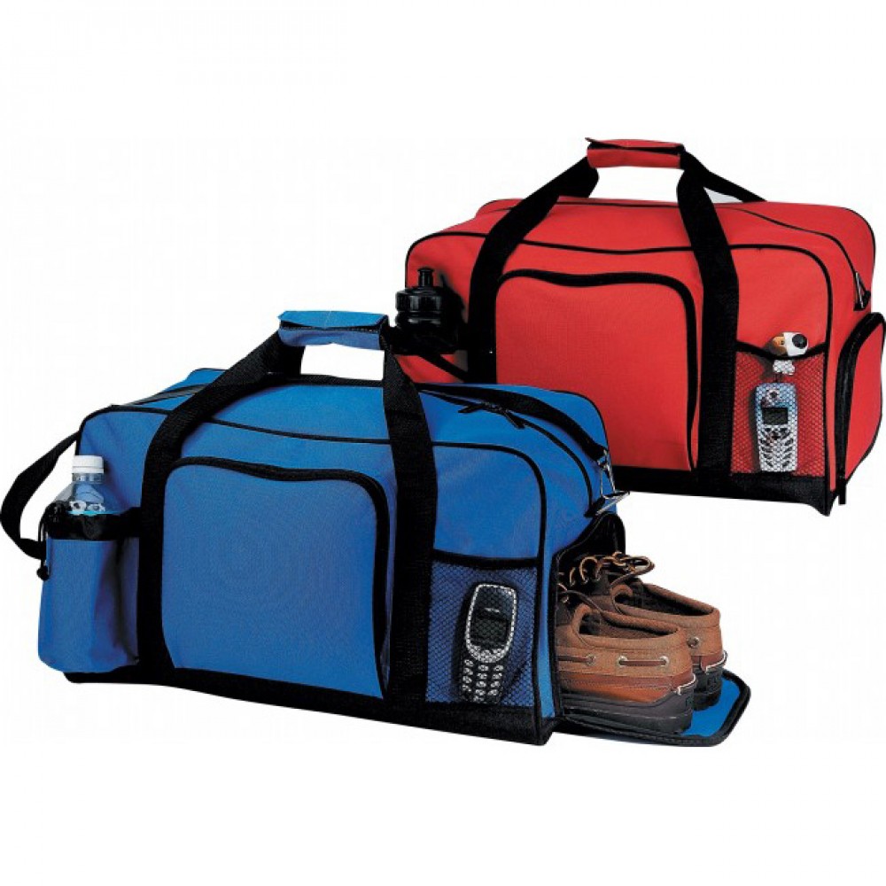 Shoe Compartment Duffel Bag w/ Bottle Holder & Phone Pocket Shoe Compartment Duffel Bag w/ Bottle Holder & Phone Pocket