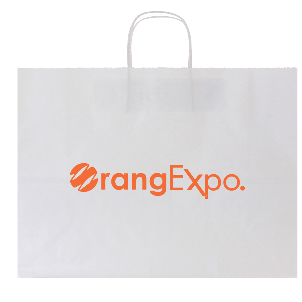 White Kraft Shopping Bag (16"x6"x12") with Logo