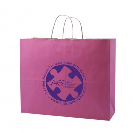 Logo Branded Striped Tinted Kraft Shopping Bag (16"x6"x12")