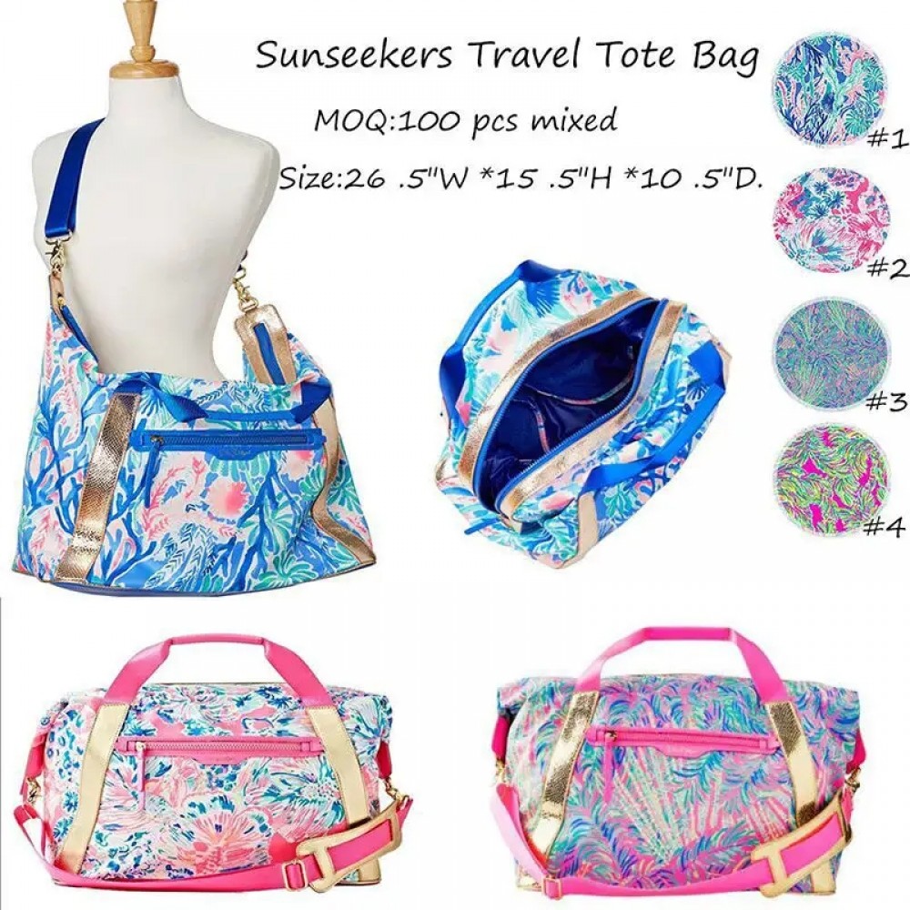 Customized Large Capacity Canvas Colorful Print Travel Tote Bags