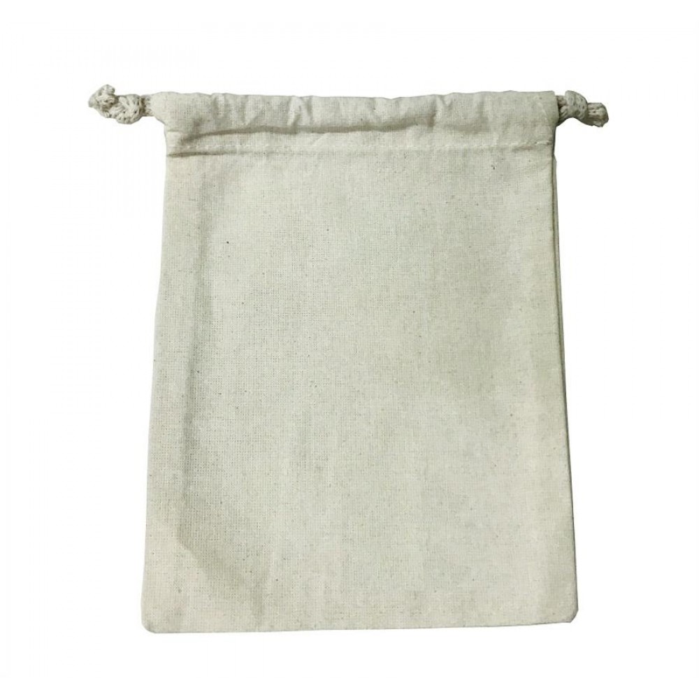 6"x 8" Cotton Pouch Bag - 4 Color Process (Natural) with Logo