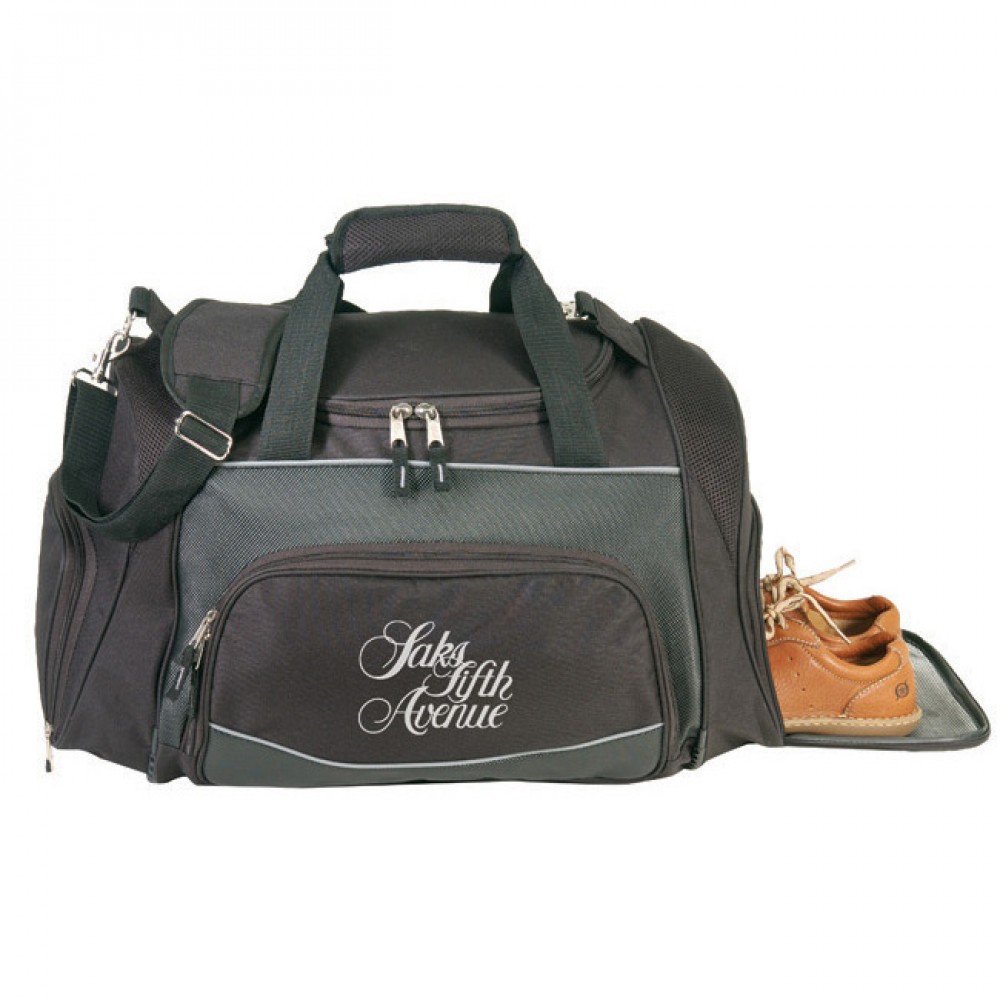 Deluxe Poly Duffel Bag with Shoe Storage & Piping Trim Deluxe Poly Duffel Bag with Shoe Storage & Piping Trim